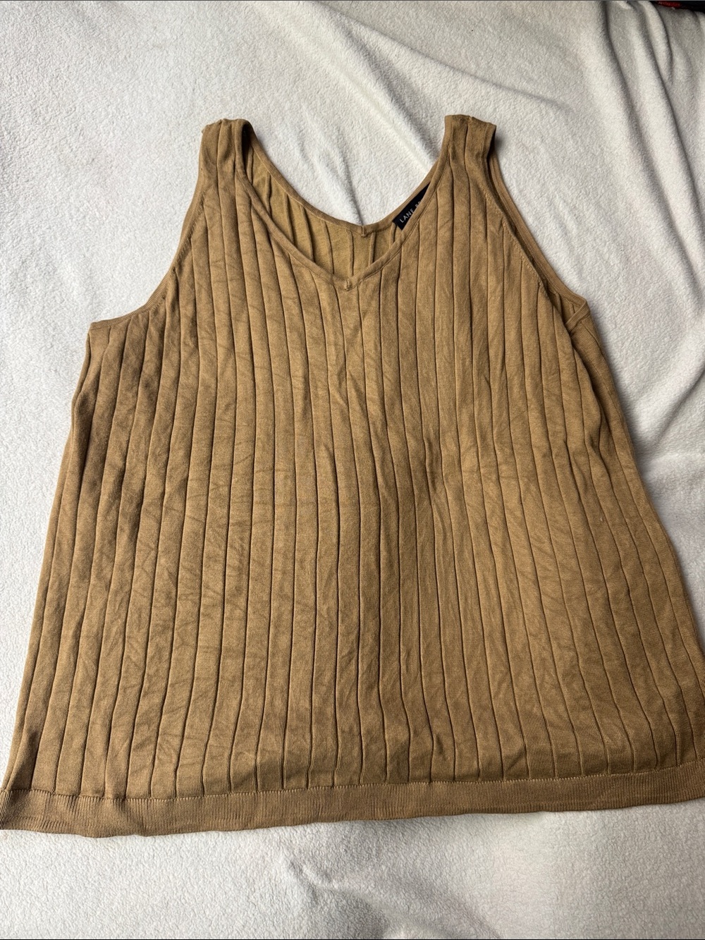 Lane Bryant Ribbed V-Neck Tank - Camel Brown